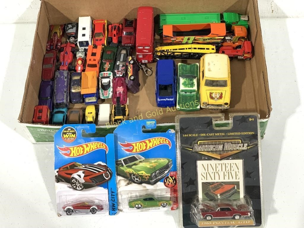 Box of Assorted Toy Cars