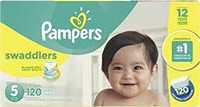 121 PIECES PAMPERS SWADDLERS DIAPERS SIZE 5