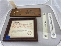 2 IH Rulers Fishing Plaque & Ertl Certificate