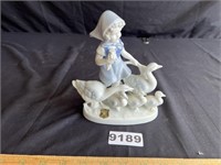 German Porcelain Girl & Geese Figurine