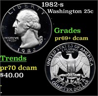 Proof 1982-s Washington Quarter 25c Grades GEM++ P