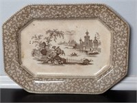 Vintage Brown and White Ironstone Small Platter