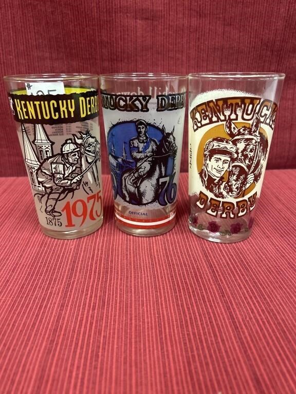 Three Official Kentucky Derby Mint Julep Glasses: