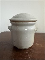 White Glazed Pottery Lidded Jar