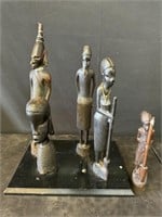 Wooden African Figures on Stand