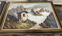 Vintage Signed Painting Mountain Landscape