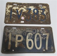1949 and 1953 Ontario license plates.