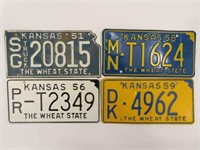 1951, 1958, 1956, and 1959 License Plates