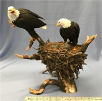 14" bald eagle and nest sculpture done in syntheti