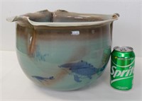 Signed  Fish Bowl Jardienire Art Pottery
