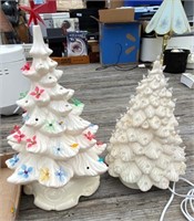 2 Porcelain Lighted Christmas Trees