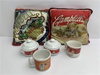 Campbells pillows mugs and soup bowls