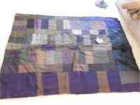 Dark quilt with mostly wool pieces, 65x49, some