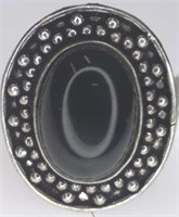 German silver black onyx ring size 7