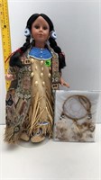 INDIAN PORCELAIN DOLL WITH DREAMCATCHER 17" TALL