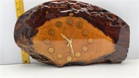 MYRTLE WOOD MADE INTO A CLOCK W/QUARTERS