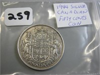 1944 Silver Canadian Fifty Cents Coin