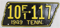 Black 1949 TN license plate