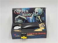 Vintage Mechanical Wind Up Skeleton Coffin Bank