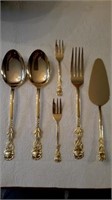 Stainless Gold tone Serving Pieces