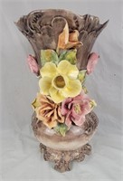 Capodimonte Large Vase Has Chip & Flower Broke