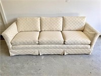 Custom Upholstered Cream Linen 3-Cushion Sofa