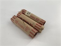 3 Rolls of wheat cents