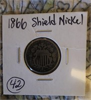 1866 SILVER SHIELD NICKEL