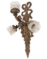 Bronze Three Light Rams Head Sconce