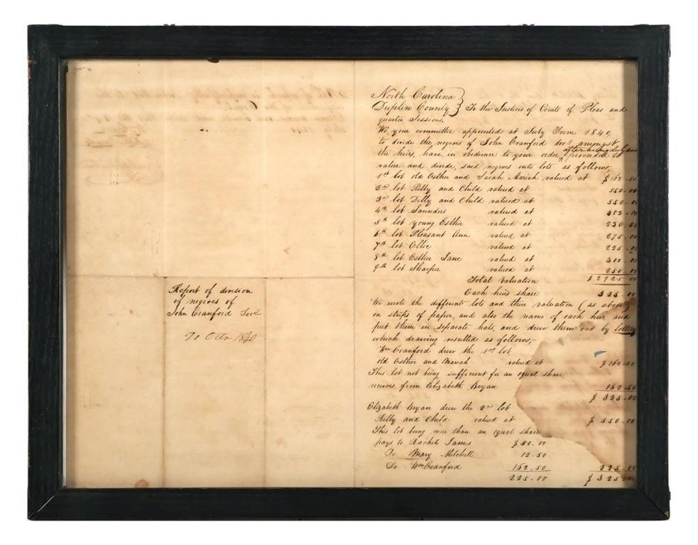 SLAVE DOCUMENT, 1840 Legal Document