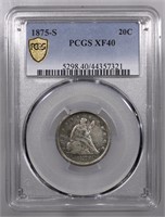 1875-S Seated Twenty Cent Piece PCGS XF40 20c