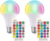 2 Pack LED RGB Color Changing Light Bulbs with Rem