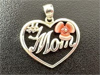 925 Sterling Silver #1 Mom Pendant 1.69 Grams