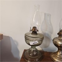 Vintage Greek Key Pattern Glass Kerosene Lamp