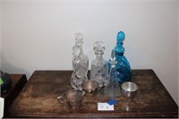 Glass Carafes and silverplate
