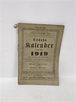 1919 Canada calendar Kitchener advertising