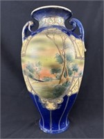 Kinjo Asian Pottery Handpainted Unique Tall Vase