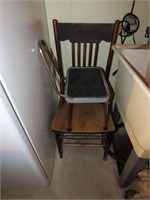 Wood chair & step stool.