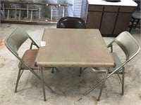 CARD TABLE, 3 CHAIRS
