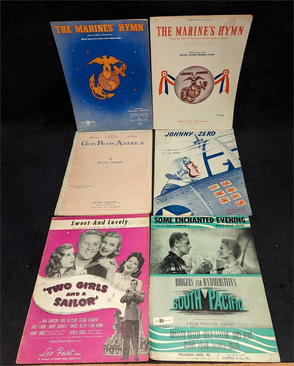 6 Vintage Military and Patriotic Sheet Music