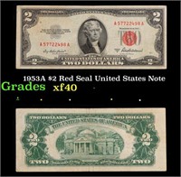 1953A $2 Red Seal United States Note Grades xf