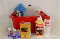 Bin W/ Wood Glue, WD-40, Salvo Metal Polish, J