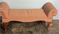 Modern Queen Anne Scroll Upholstered Bench