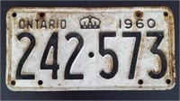 1960 Ontario Licence Plate