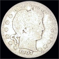 1907-D Barber Silver Quarter NICELY CIRCULATED