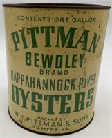 Pittman Bewdley Rappahannock River Oyster tin