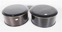 Pair Japanese lacquer lidded storage boxes