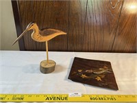 Lot of Bird Artwork - Painting on Wood - Carving