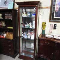 TALL GLASS LIGHTED CURIO CABINET