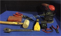 Box of Assorted Tools 5 inch Orbit Sander,